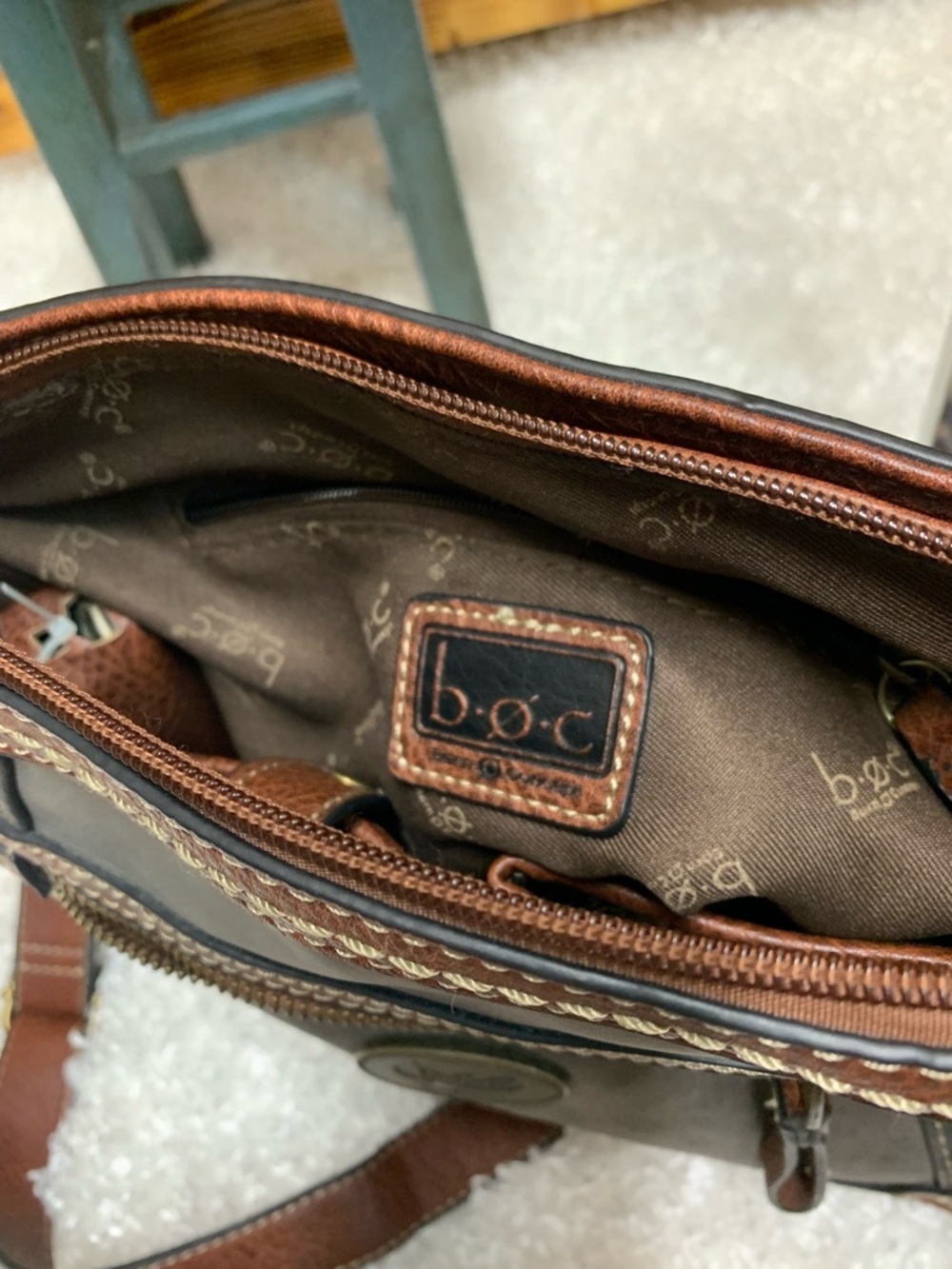 B.O.C. Gray and Brown Crossbody Bag - Picture 9 of 9